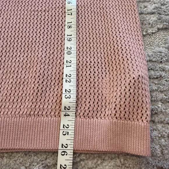 Varley Calva Knit Polo Sweater Pink Mauve V-Neck, Sheer, Small NWT - Picture 13 of 14